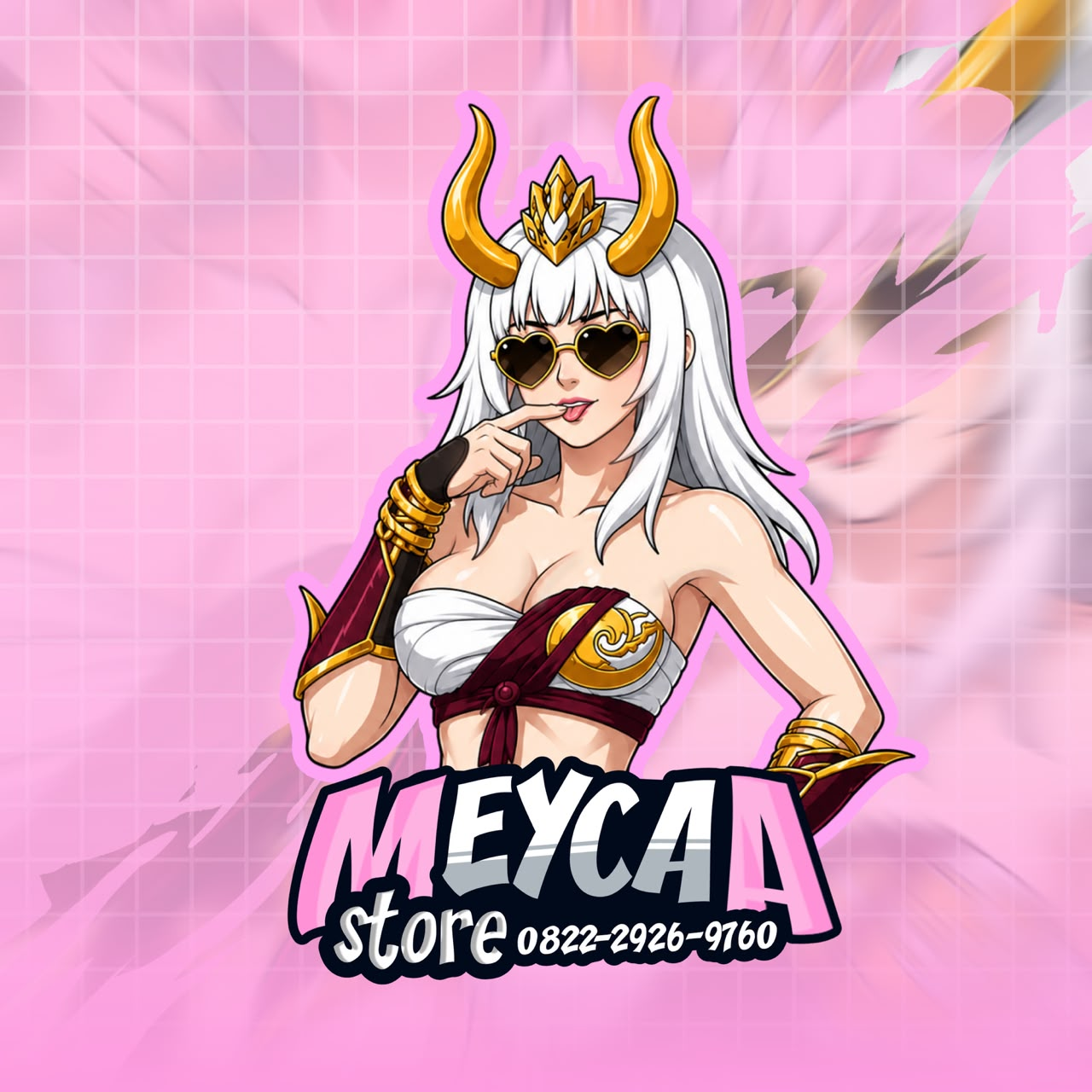 Ilustrasi brand Meyca Store dengan tema warna pink